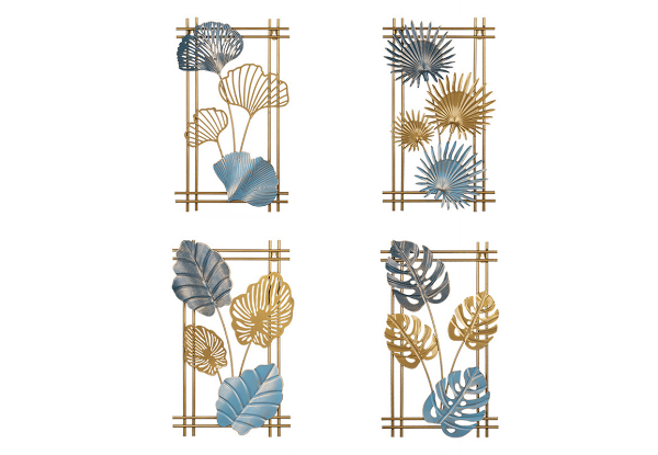 Metal Leaf Hanging Wall Art Decoration - Available in Four Styles & Option for Two-Pack