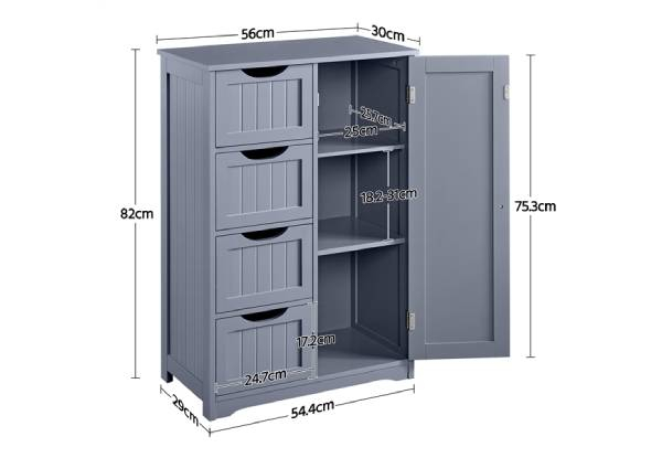 Four-Drawer Wooden Bathroom Cabinet & Cupboard Storage Unit - Two Colours Available