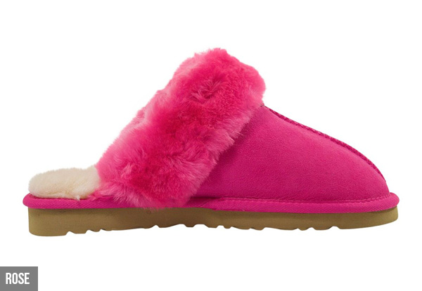 Auzland Women's 'Anne' Classic Fur Trim Sheepskin UGG Scuffs - Five Colours Available