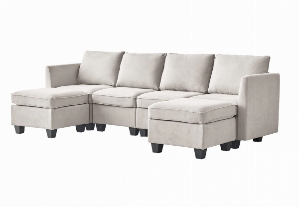 Enzo Sectional Sofa with Ottoman - Available in Two Colours