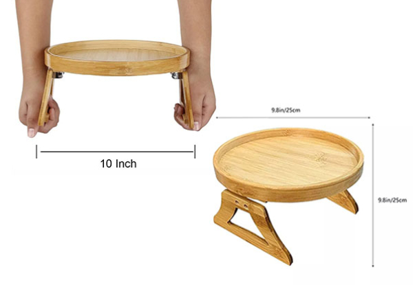 Natural Bamboo Sofa Armrest Clip-On Tray