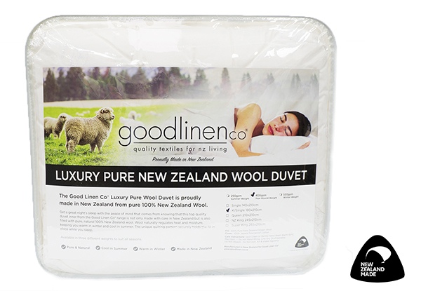Winter Weight 550gm NZ Made Wool Duvet Inners - Five Sizes Available