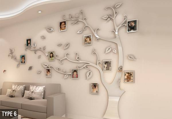 3D Acrylic Family Tree Photo Frame Wall Sticker - Six Types & Three Sizes Available