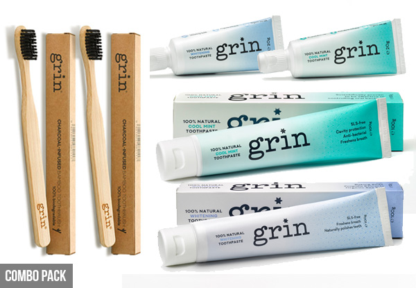 Grin Natural Tooth Care Packs - Free Metro Delivery