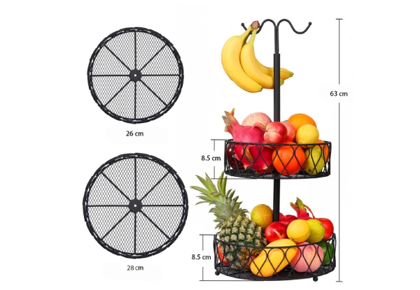 Two-Tier Fruit Basket Bowl with Banana Hanger