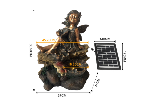 Outdoor Angel Water Fountain Statue with LED Light - Option for Fairy Four-Tier Solar Water Fountain
