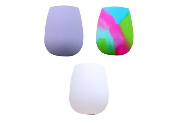 Two Silicone Reusable Wine Glasses - Three Colours Available & Options for Four or Six