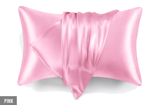 Two-Pack Silk Satin Queen Pillowcases - Available in Six Colours & Three Sizes