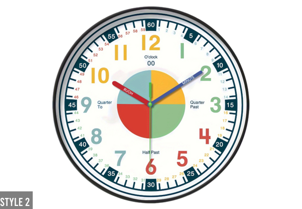 Multicoloured Learning Clock for Kids - Available in Two Styles