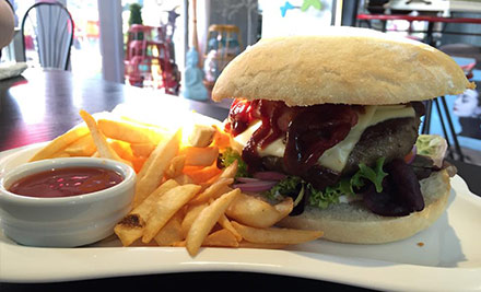 $28 for Two Burgers with Chips and Two Beers (value up to $58)