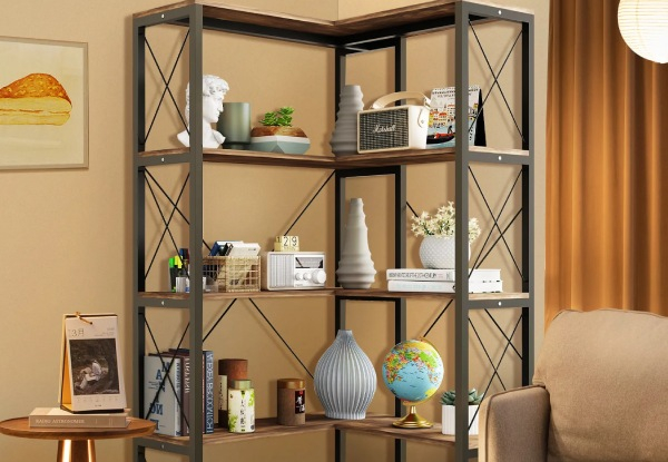 Four-Tier L-Shape Bookshelf Display
