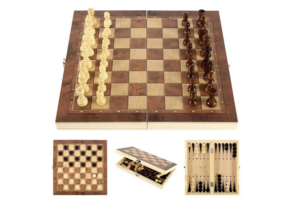 Three-in-One Chess, Backgammon & Checkers Board Game Set - Option for Two