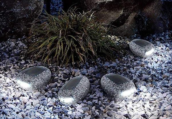 Two-Pack of Stone Shaped LED Solar Lights