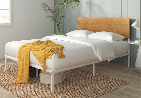 Meadow Bamboo White Queen Bed Frame