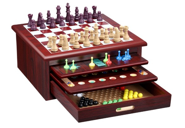 15-in-1 Wooden Chess Board Game Set