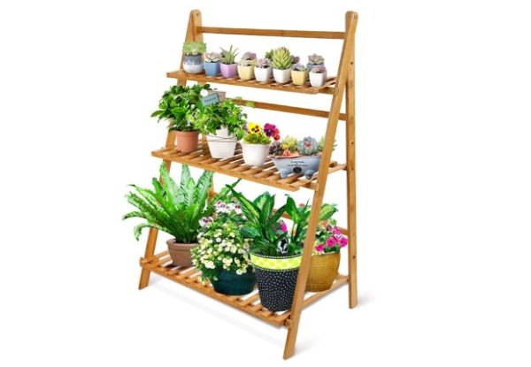 Three-Tier Bamboo Ladder Plant Stand