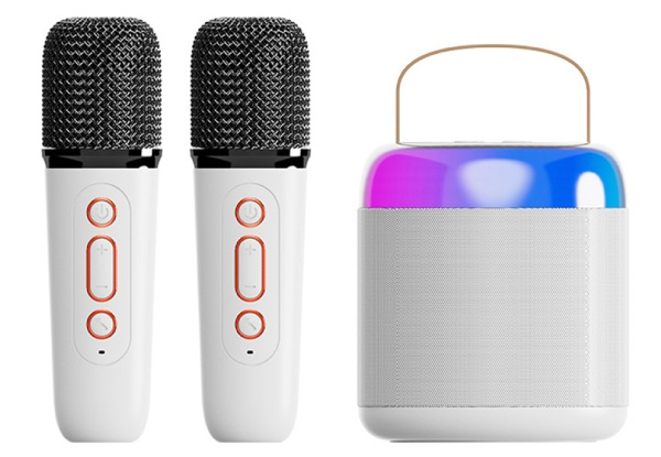 Portable Bluetooth Speaker with Two Wireless Microphone Set - Two Colours Available