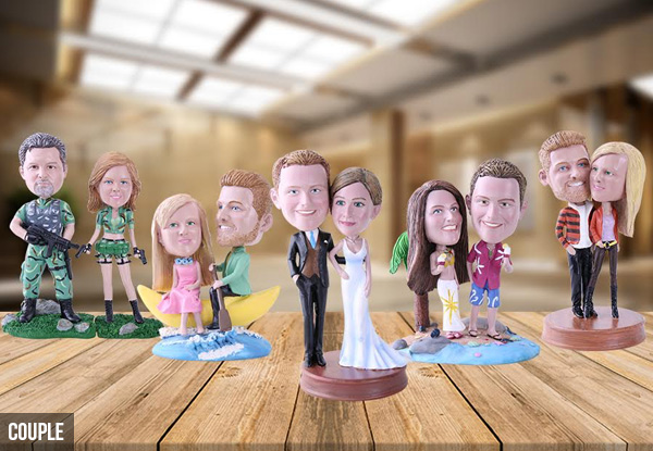 Custom Made Personalised Bobblehead - Options for Single, Couple or Family Sets