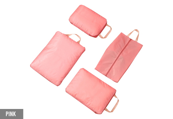 Four-Piece Travel Storage Compression Bag Organiser Set - Available in Four Colors & Option for Two Sets