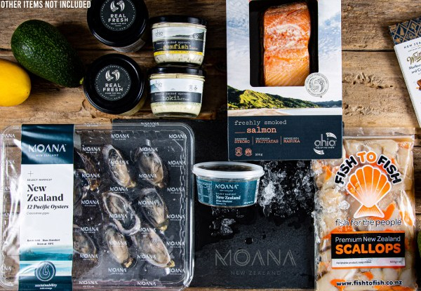 Moana Seafood Christmas Hamper incl Oysters, Scallops, Salmon & More incl Free Delivery - Auckland Only