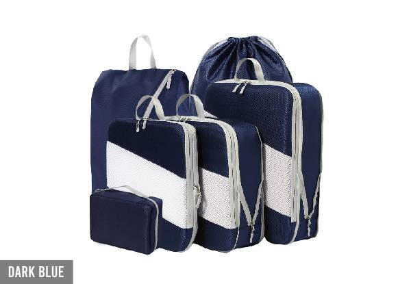 Six-Piece Compression Packing Cubes Travel Organiser Bag Set - Six Colours Available