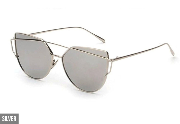 One Pair of Cat Eye Mirrored Sunglasses - Seven Colours Available