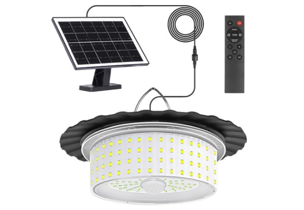 244 LED Solar Shed Pendant Light with Motion Sensor