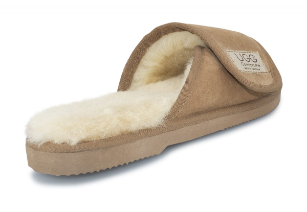 Ugg Australian-Made Water-Resistant Essentials Classic Unisex Sheepskin Open Toe Adjustable Strap Wool Scuffs - 10 Sizes Available