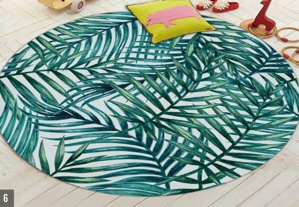 Tropical Leaves Round Non-Slip Rug - Six Designs & Five Sizes Available