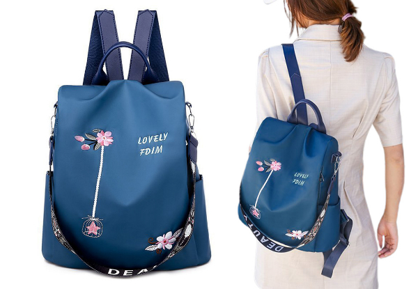 Women's Floral Embroidered Backpack - Available in Three Colours