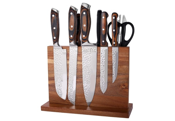 Double-Sided Wooden Magnetic Knife Block Holder