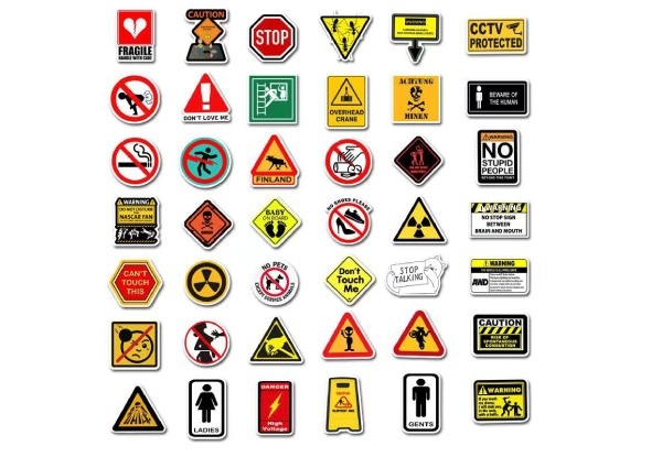 50-Pack Warning Stickers