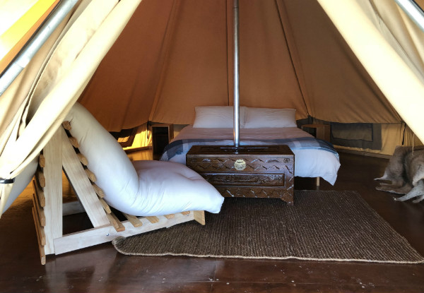 Romantic Two-Night Winter Escape in the Bell Tent for Two incl. an Outdoor Heated Bath, Mulled Wine, Gourmet Snacks, BBQ Pack & a Marshmallow Toasting Kit