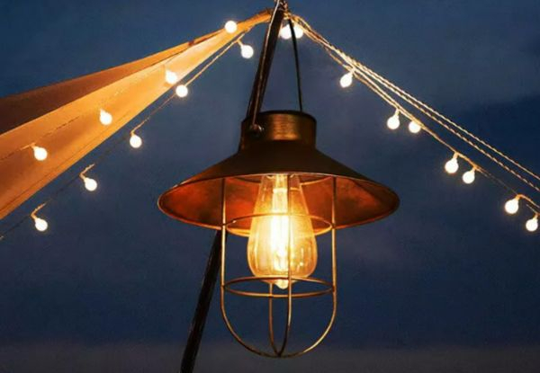 Solar Powered Outdoor Metal Hanging Lights - Two Colours Available