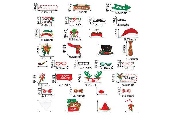 38-Pack Christmas Party Photo Props