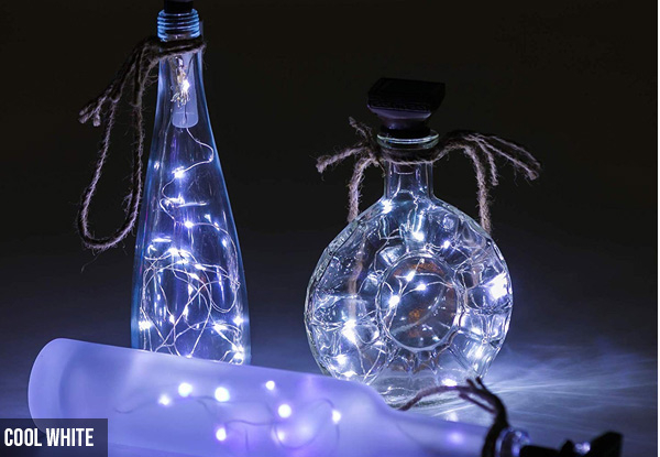 Six-Pack of Solar-Powered 20-LED Wine Bottle Lights - Two Colours Available