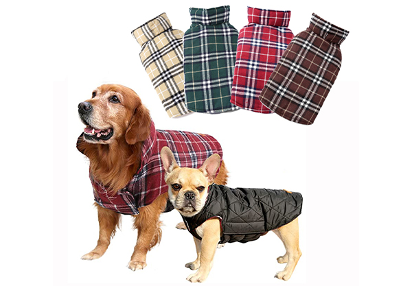 Winter Reversible Warm Dog Jacket - Available in Four Colours & Seven Sizes