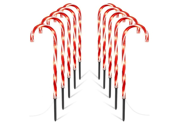 Five-Piece Battery Powered Christmas Candy Cane Lights - Option for Two-Pack