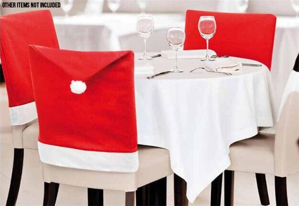 Six-Pack Santa Claus Red Hat Chair Back Covers