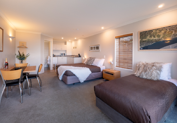 Four-Star, Lake Brunner West Coast Escape for Two People in a Lake-View Studio Suite incl. Continental Breakfast, Late Check-Out & Free Parking - Option to incl. Wood Fired Hot Tub & Up to Three Nights Available