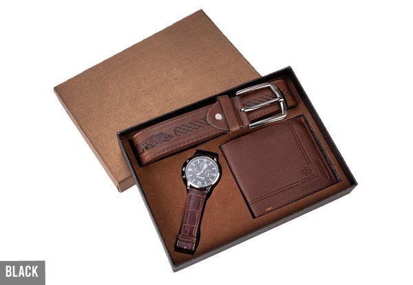 Men's Watch, Waist Belt & Wallet Gift Set for Father's Day - Three Colours Available