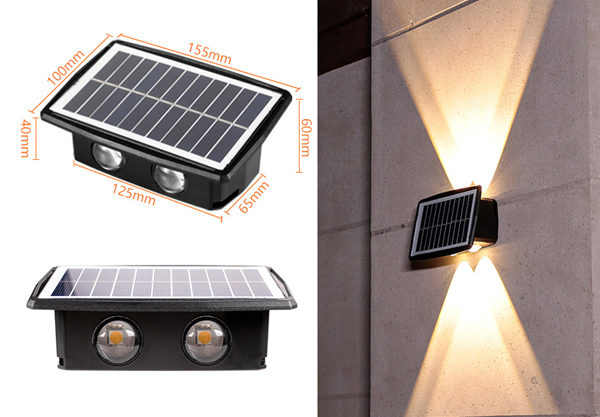 Solar Powered Double-Sided Wall Light - Two Styles & Three Colours Available