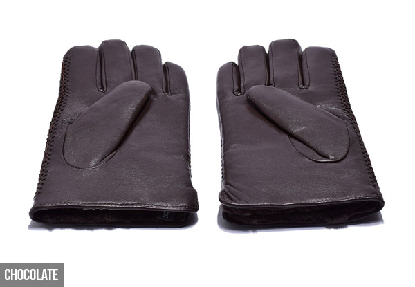 Auzland Men's Classic Leather UGG Gloves - Two Colours & Four Sizes Available