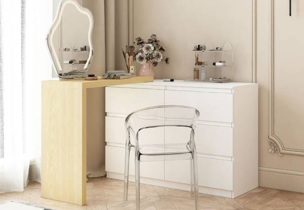 Customisable & Expandable Six-Drawer Dresser & Makeup Vanity Table