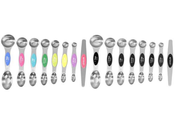 One Set of Double-Head Magnetic Measuring Spoons - Two Colours Available & Option for Two Sets