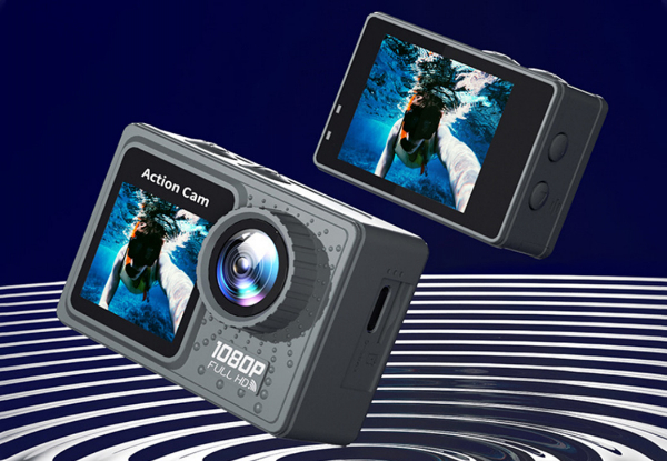 Water-Resistant 1080P WiFi Action Camera Incl. 32GB Card