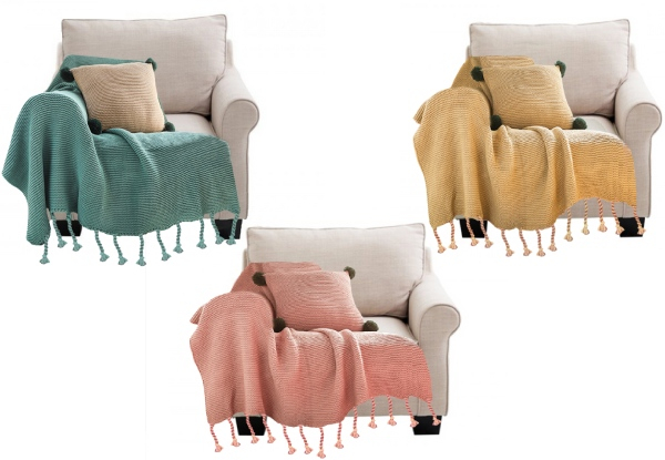 Tassel Fringe Knitting Blanket - Three Colours Available