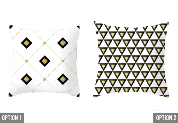 Gold/White Printed Cushion Cover 45x45cm - Available in Ten Options