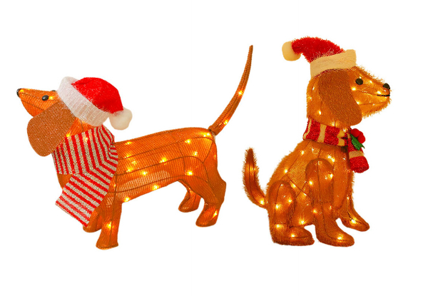 LED Christmas Dog Decoration Statue Light - Two Options Available