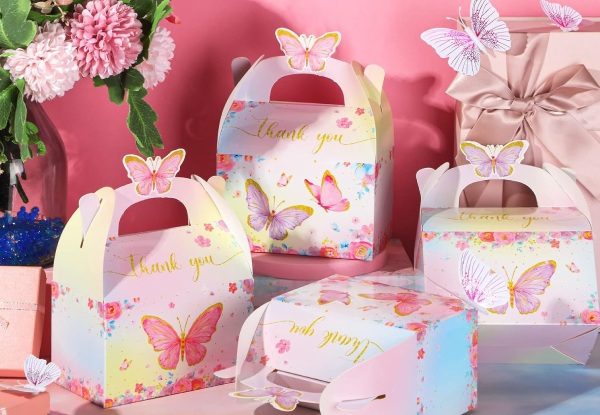 12-Pack Butterfly Paper Cupcake Gift Bag with Handle - Two Styles Available